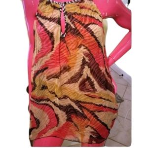 Ashro Layered Sleeveless Animal Print Scarf Blouse Size Large